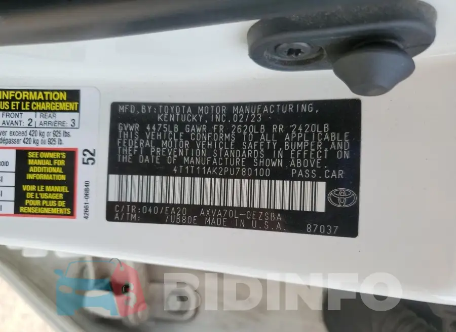4T1T11AK2PU780100 Photo# 13
