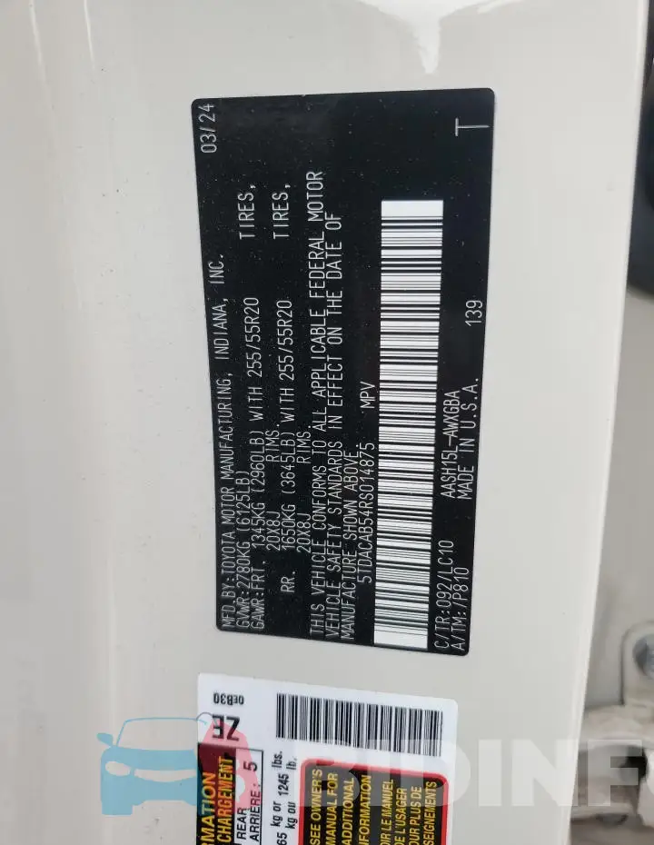 5TDACAB54RS014875 Photo# 13