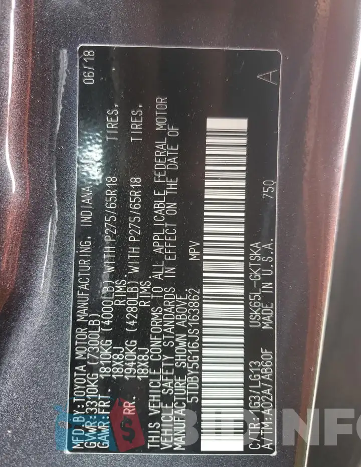 5TDBY5G16JS163862 Photo# 13