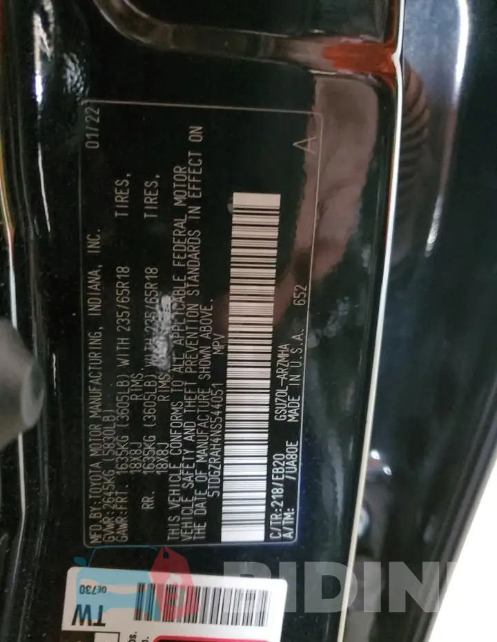 5TDGZRAH4NS544051 Photo# 14