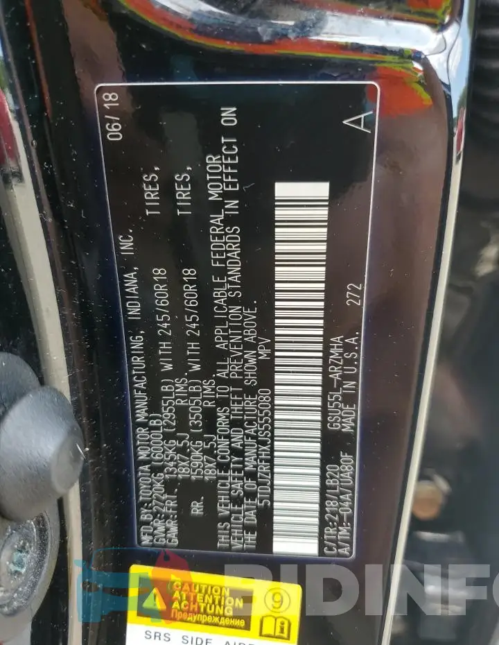 5TDJZRFHXJS555080 Photo# 13