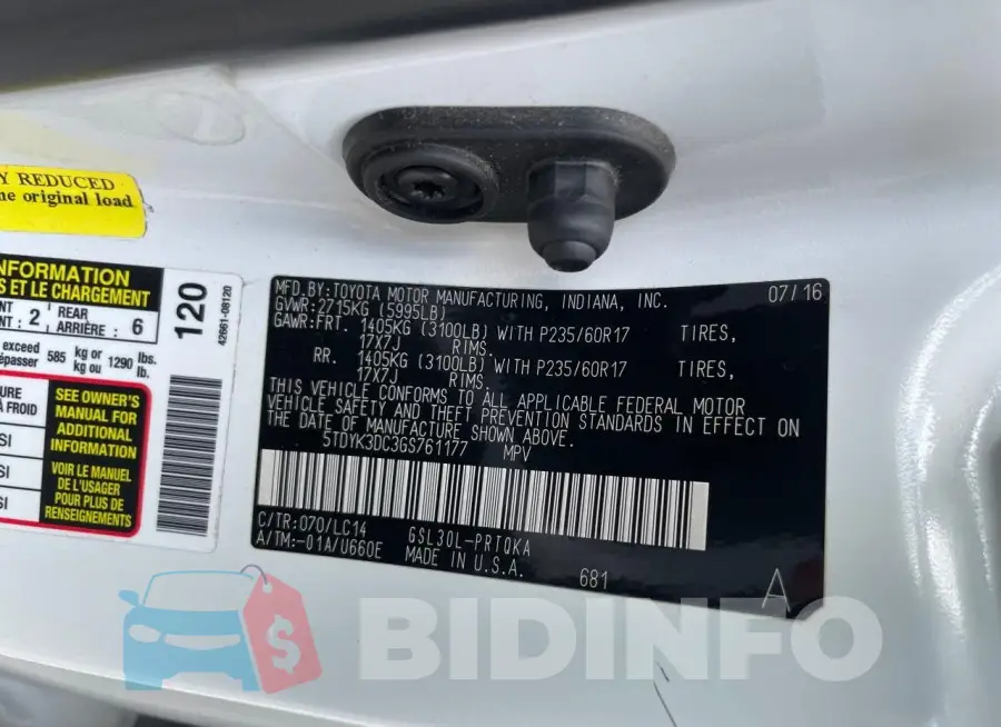 5TDYK3DC3GS761177 Photo# 10