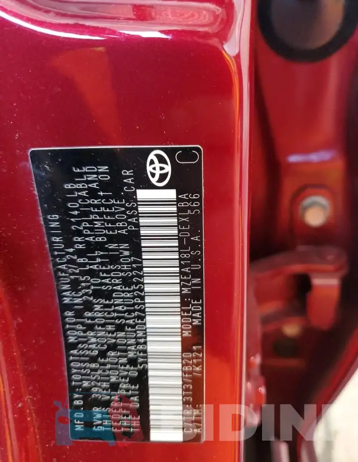 5YFB4MDE7SP252217 Photo# 12