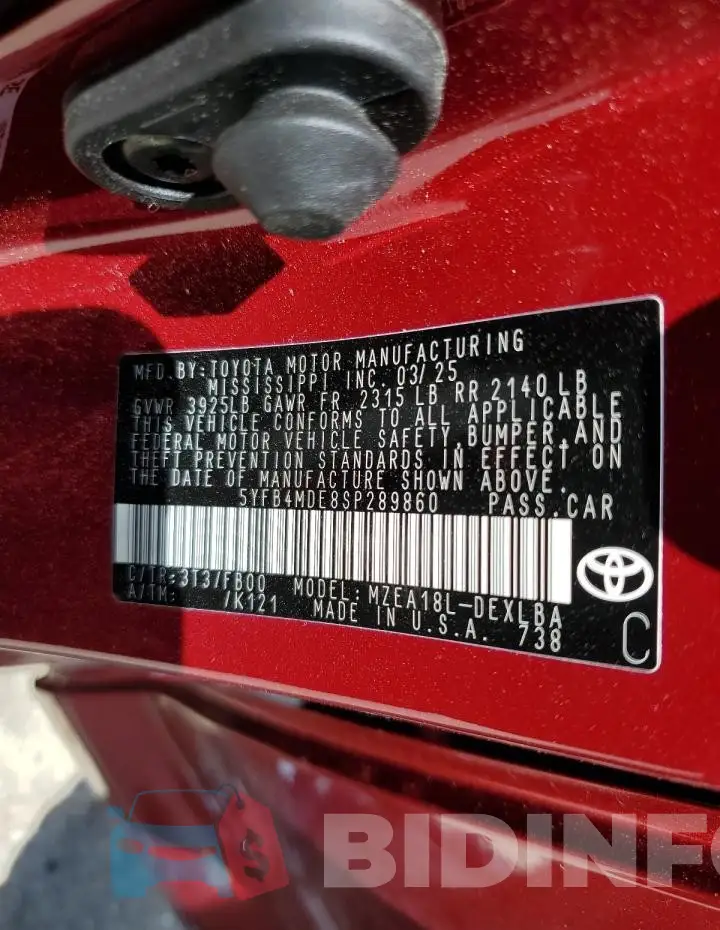 5YFB4MDE8SP289860 Photo# 12