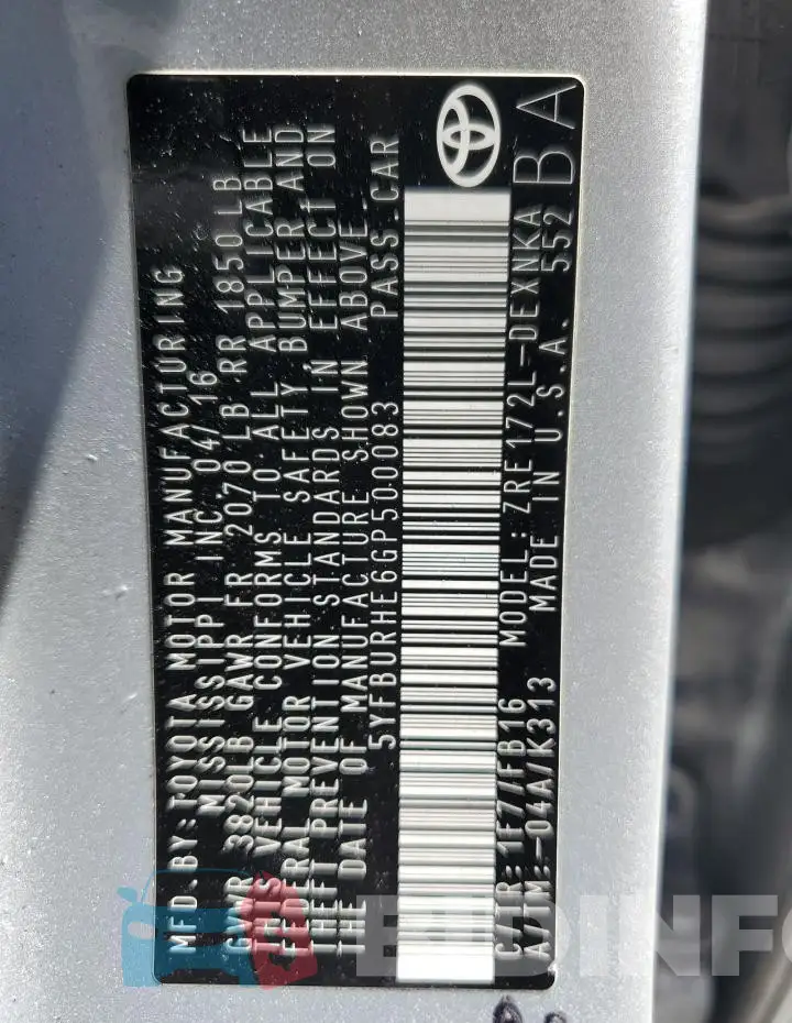 5YFBURHE6GP500083 Photo# 12