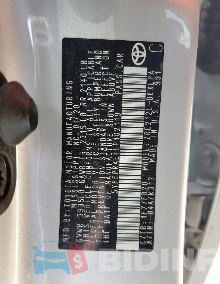 5YFEPRAE4LP102119 Photo# 12
