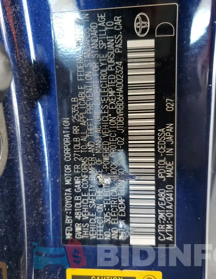 JTDBVRBD6HA002324 Photo# 13