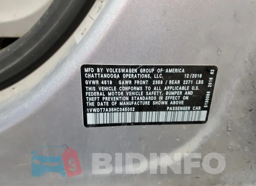 1VWDT7A35HC045002 Photo# 12