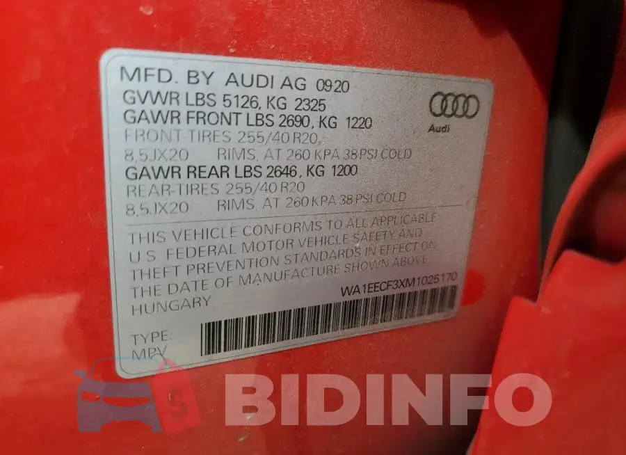 WA1EECF3XM1025170 Photo# 14