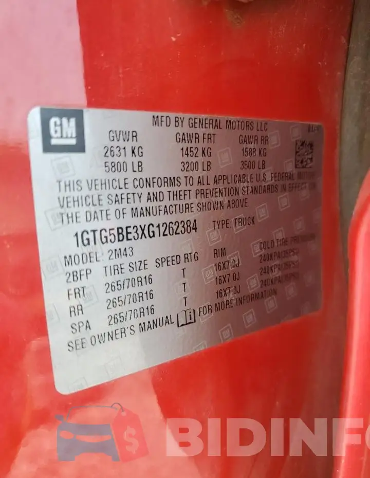 1GTG5BE3XG1262384 Photo# 12