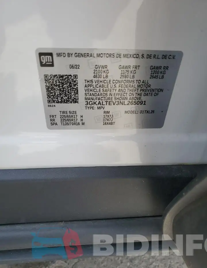 3GKALTEV3NL265091 Photo# 13