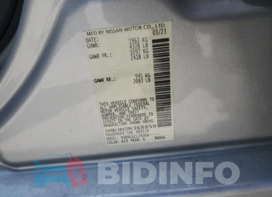 1N4BL4BV2PN368859 Photo# 13