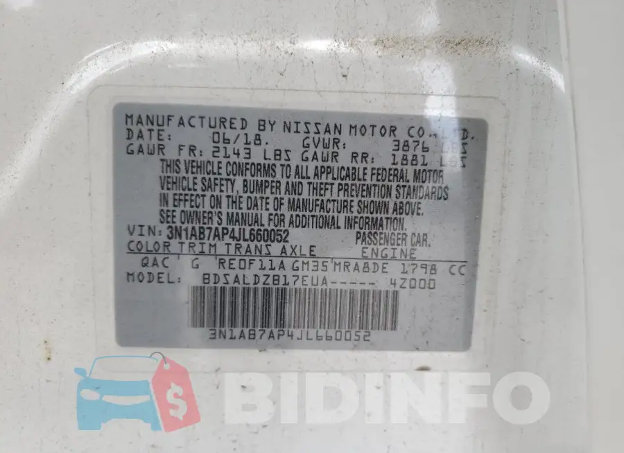 3N1AB7AP4JL660052 Photo# 13