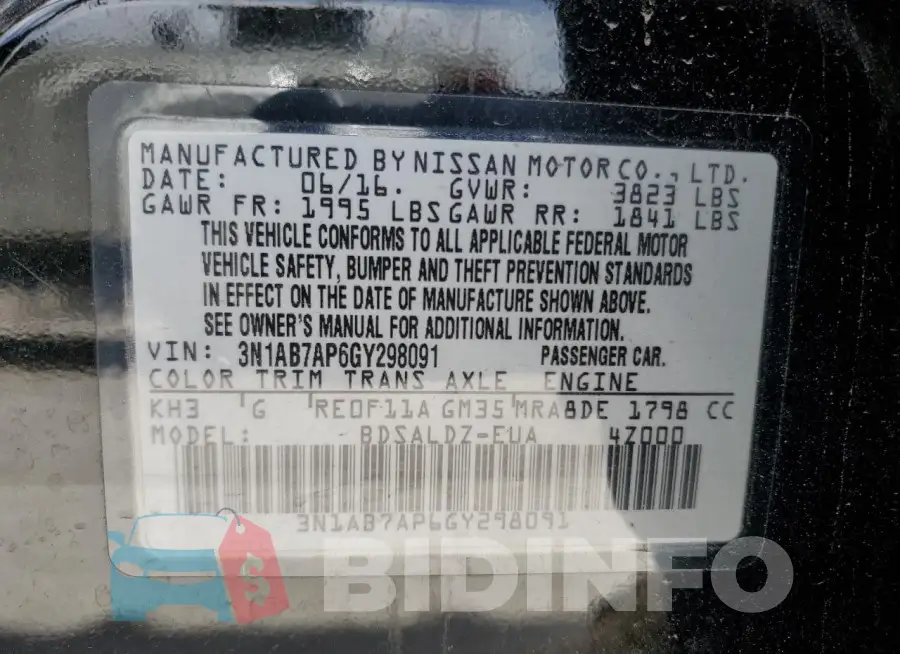 3N1AB7AP6GY298091 Photo# 12