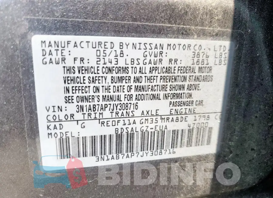 3N1AB7AP7JY308716 Photo# 13