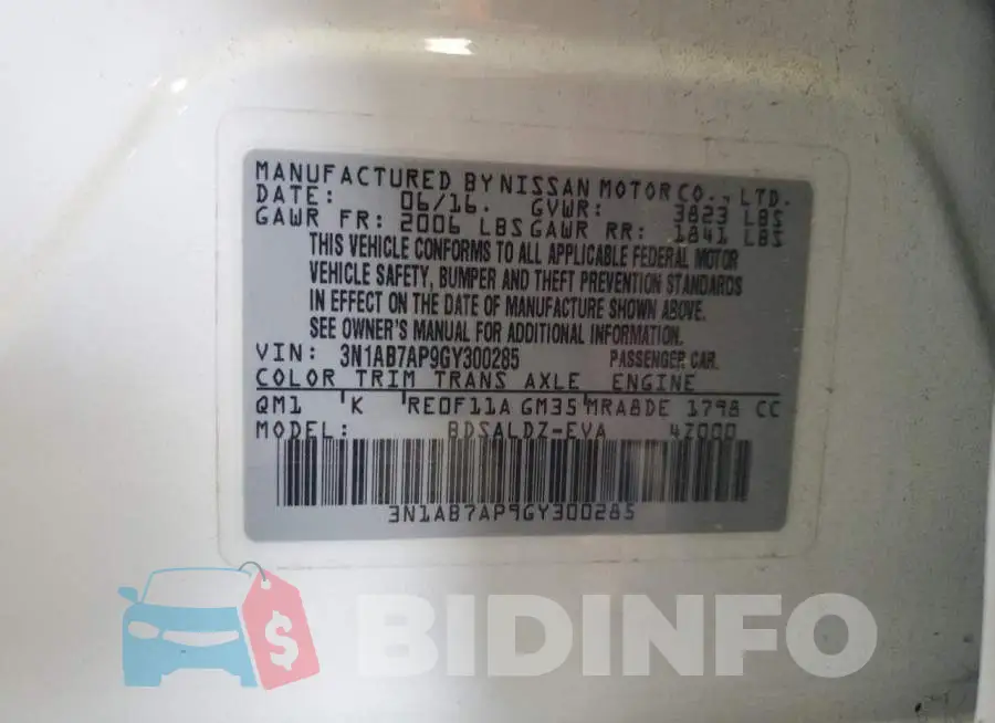 3N1AB7AP9GY300285 Photo# 12