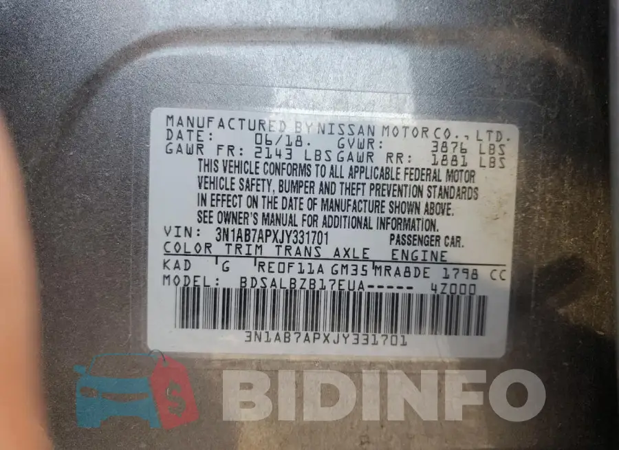 3N1AB7APXJY331701 Photo# 12