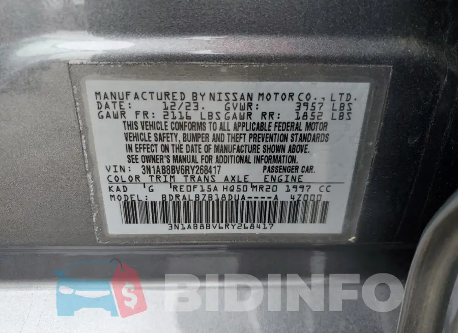 3N1AB8BV6RY268417 Photo# 13