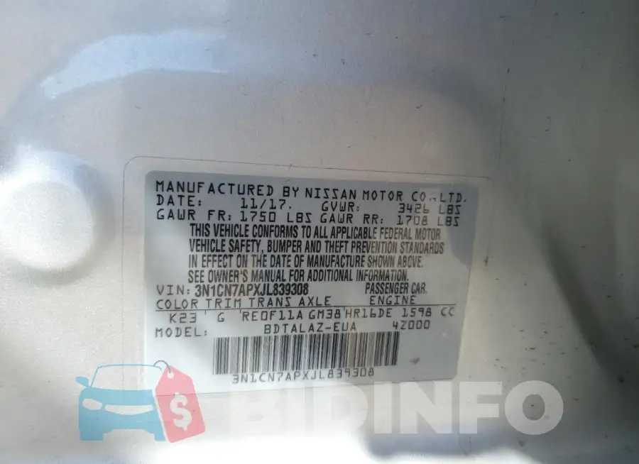 3N1CN7APXJL839308 Photo# 12