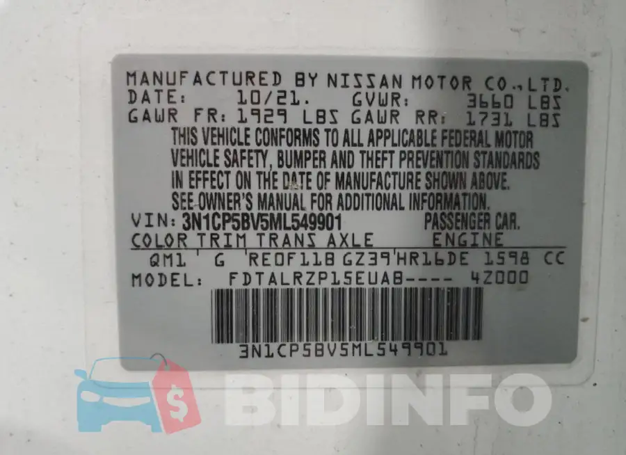3N1CP5BV5ML549901 Photo# 13