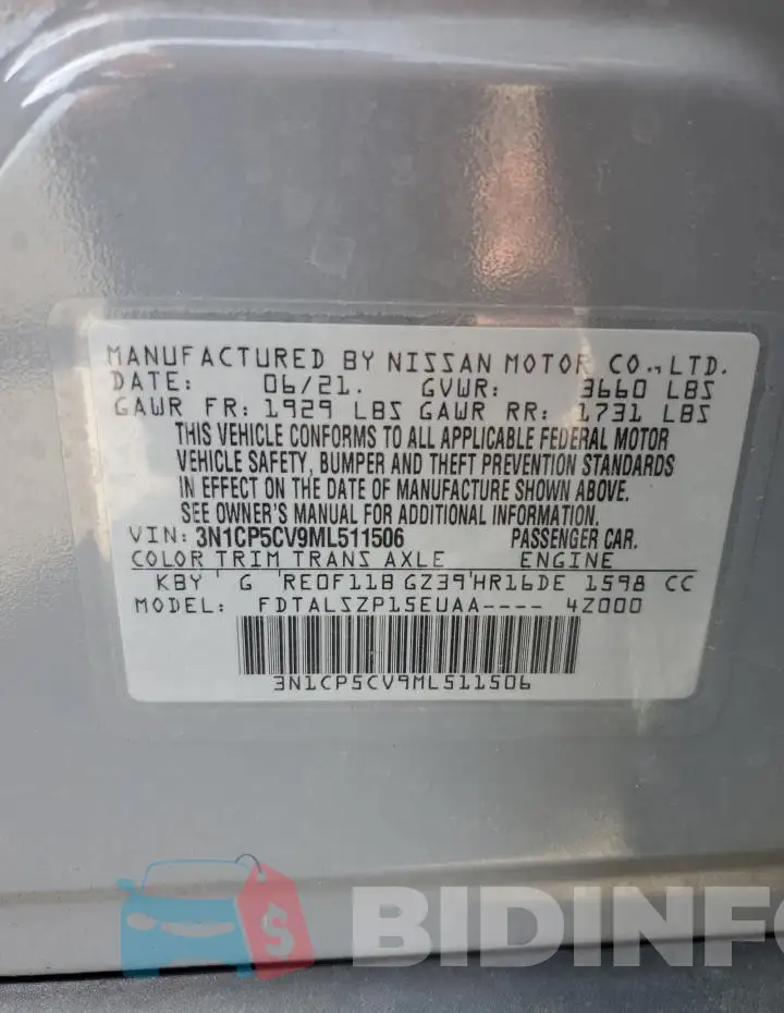 3N1CP5CV9ML511506 Photo# 14