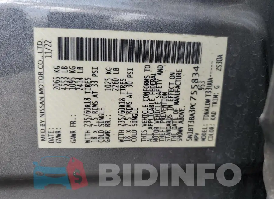 5N1BT3BA3PC755834 Photo# 13