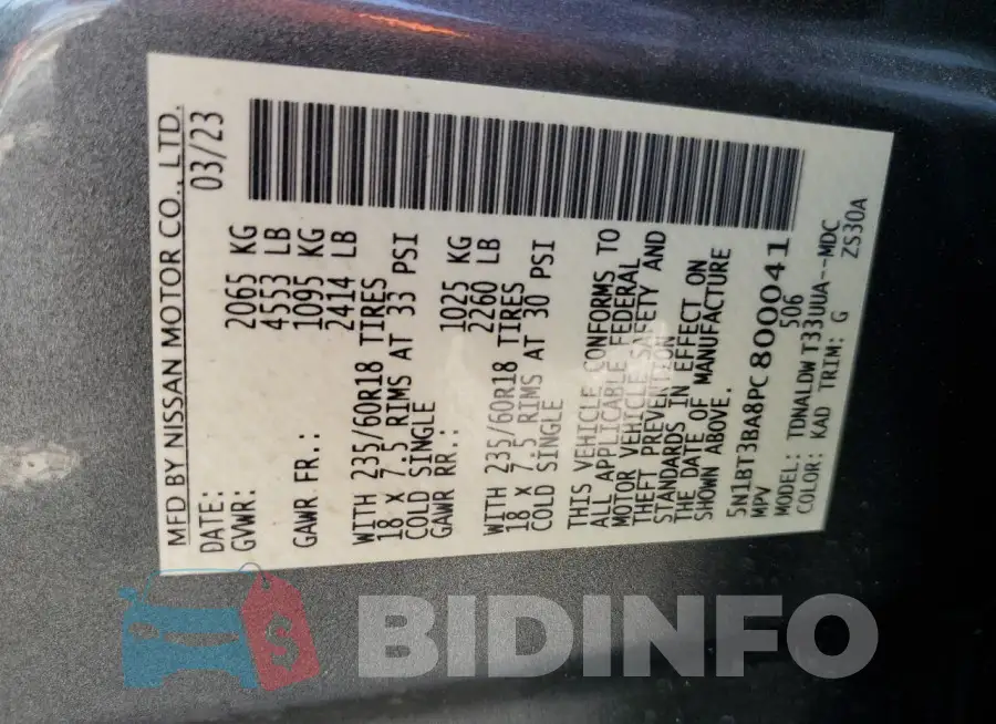 5N1BT3BA8PC800041 Photo# 13