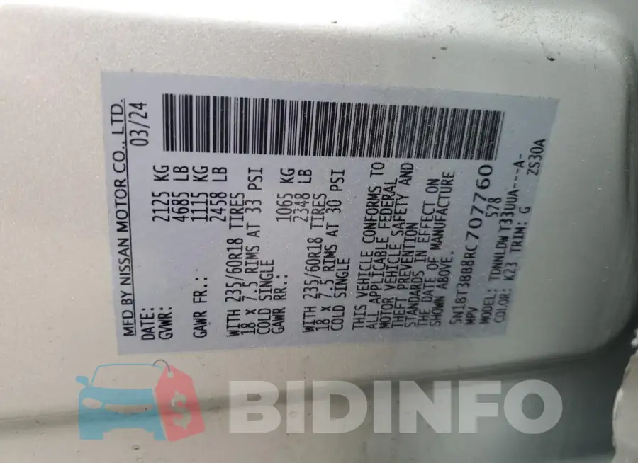 5N1BT3BB8RC707760 Photo# 14