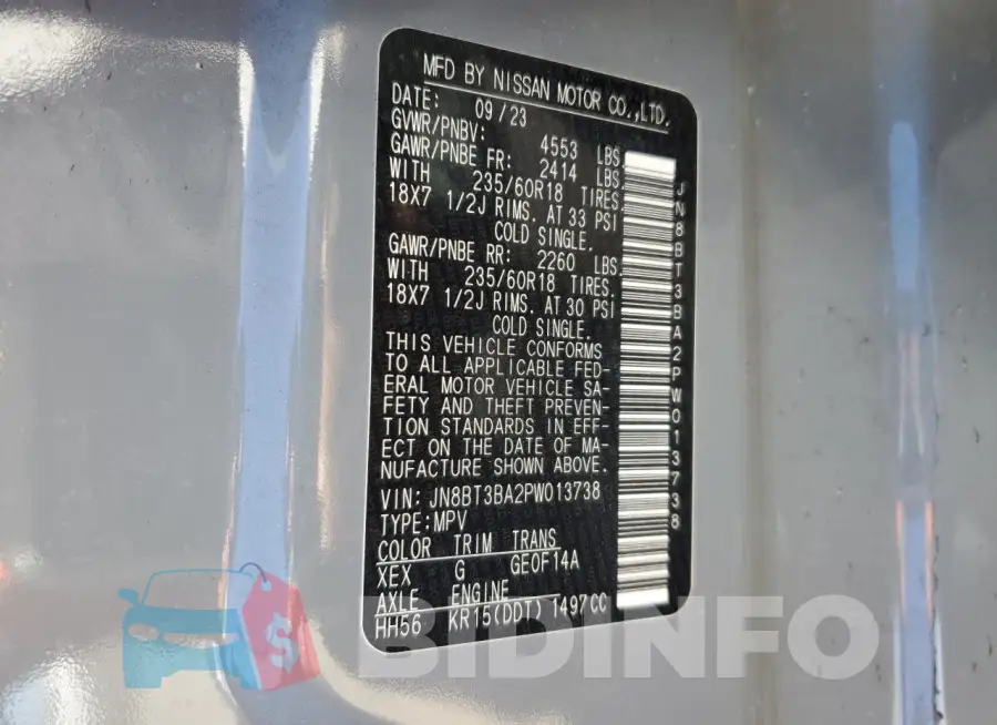 JN8BT3BA2PW013738 Photo# 13