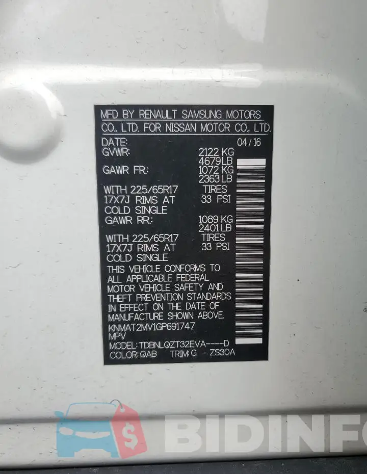 KNMAT2MV1GP691747 Photo# 13