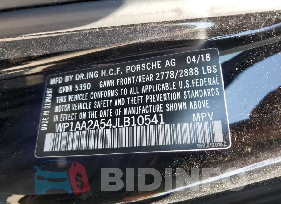 WP1AA2A54JLB10541 Photo# 13