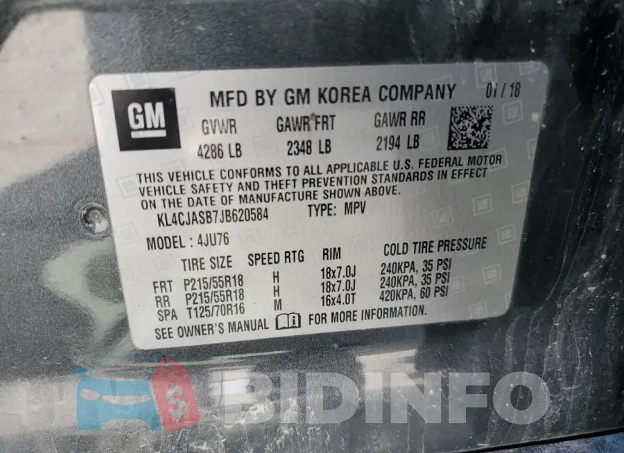 KL4CJASB7JB620584 Photo# 13