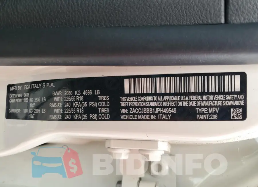 ZACCJBBB1JPH49549 Photo# 12