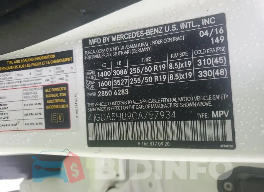 4JGDA5HB9GA757934 Photo# 13