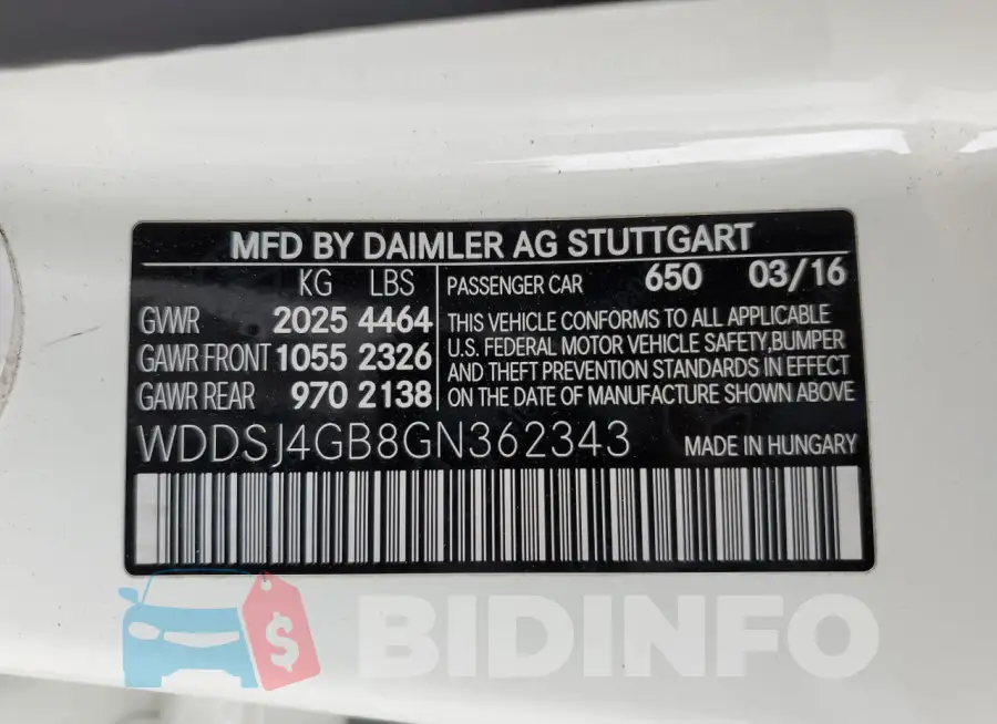 WDDSJ4GB8GN362343 Photo# 13