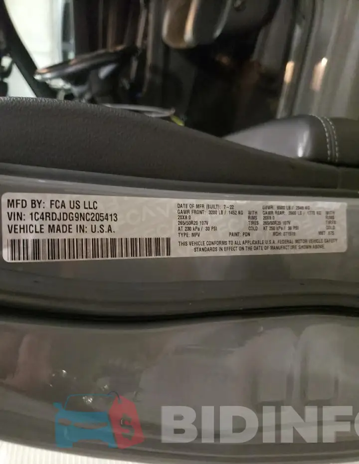 1C4RDJDG9NC205413 Photo# 13