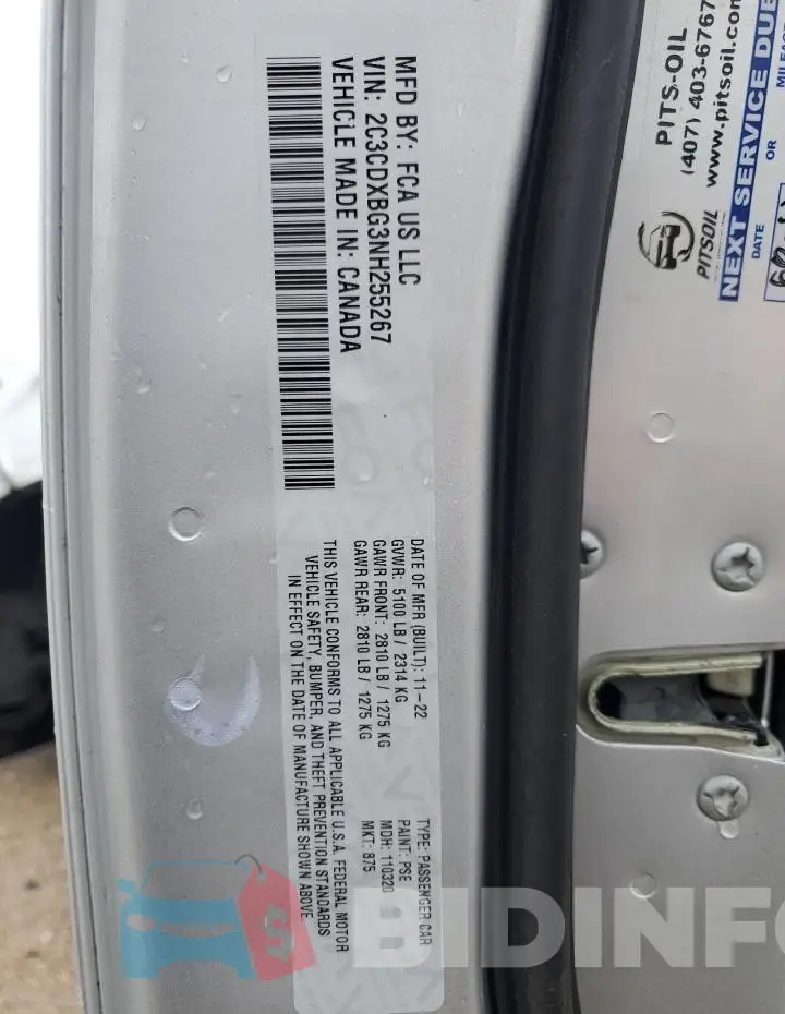 2C3CDXBG3NH255267 Photo# 13