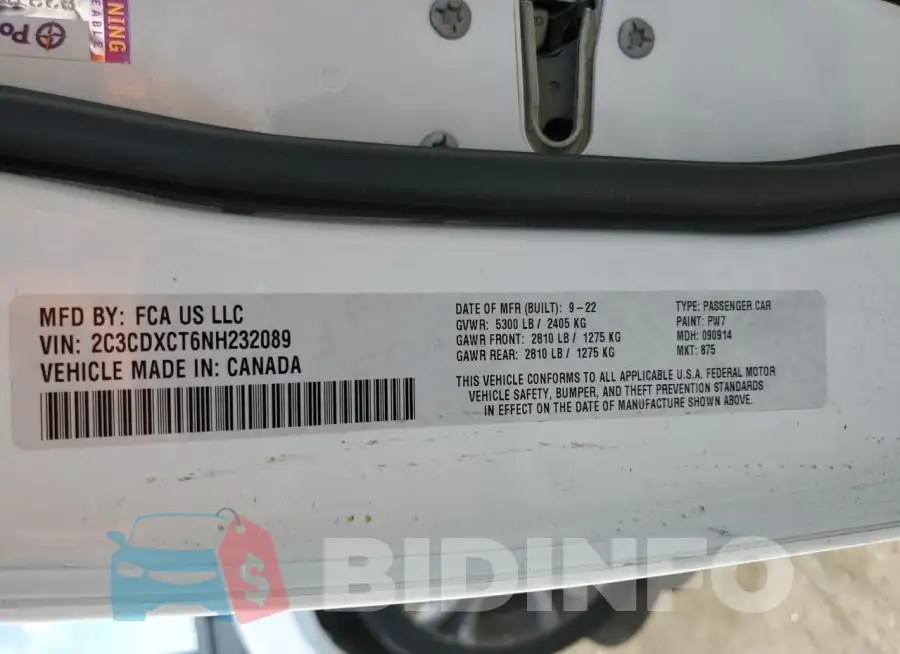 2C3CDXCT6NH232089 Photo# 12