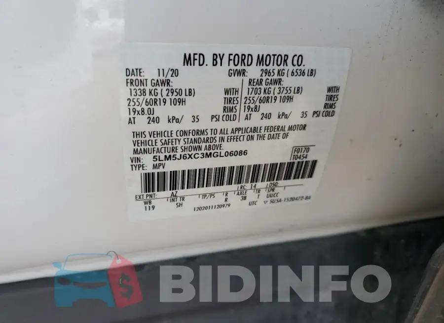 5LM5J6XC3MGL06086 Photo# 13