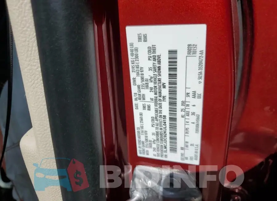5LMCJ2C92KUL04158 Photo# 13