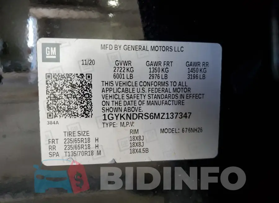 1GYKNDRS6MZ137347 Photo# 13