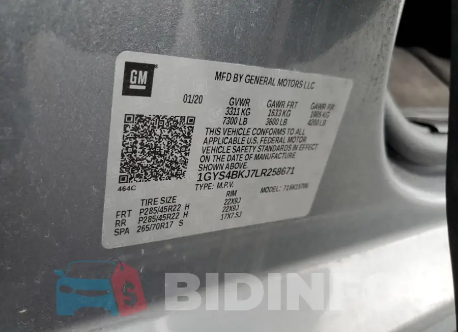 1GYS4BKJ7LR258671 Photo# 14