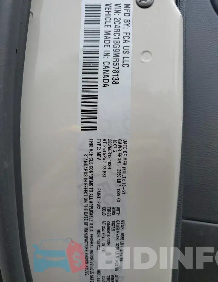 2C4RC1BG9MR578138 Photo# 13