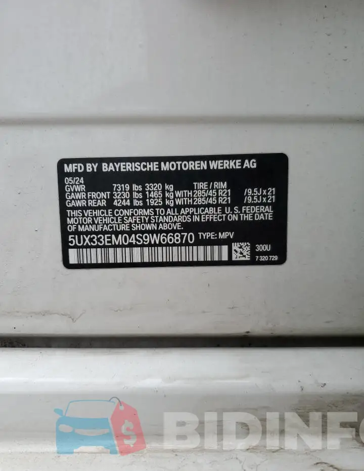 5UX33EM04S9W66870 Photo# 12