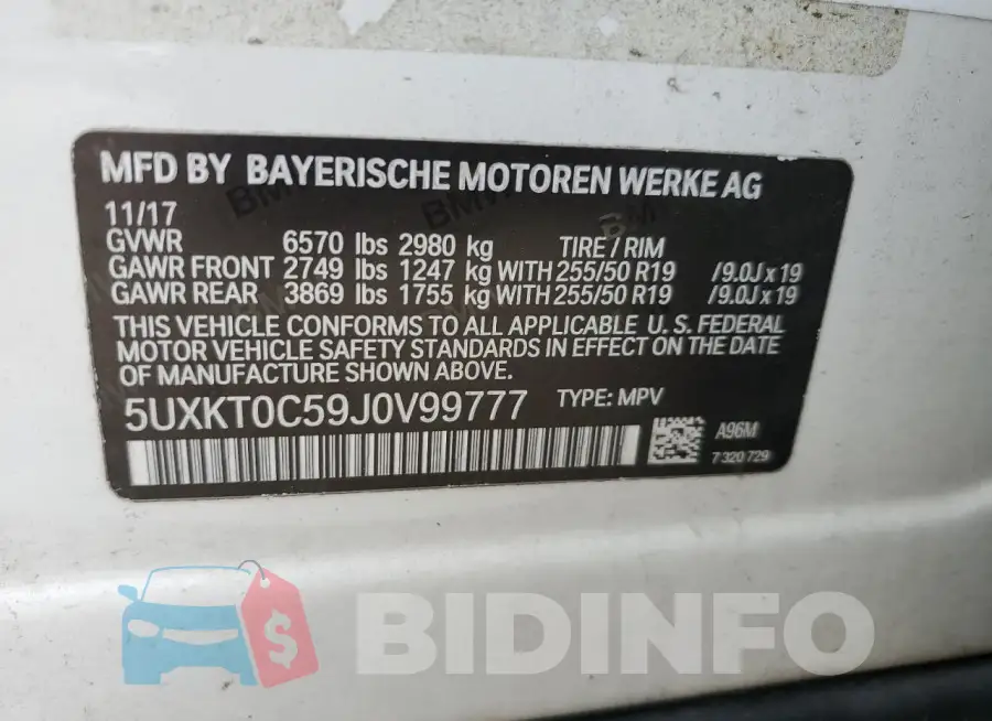 5UXKT0C59J0V99777 Photo# 13