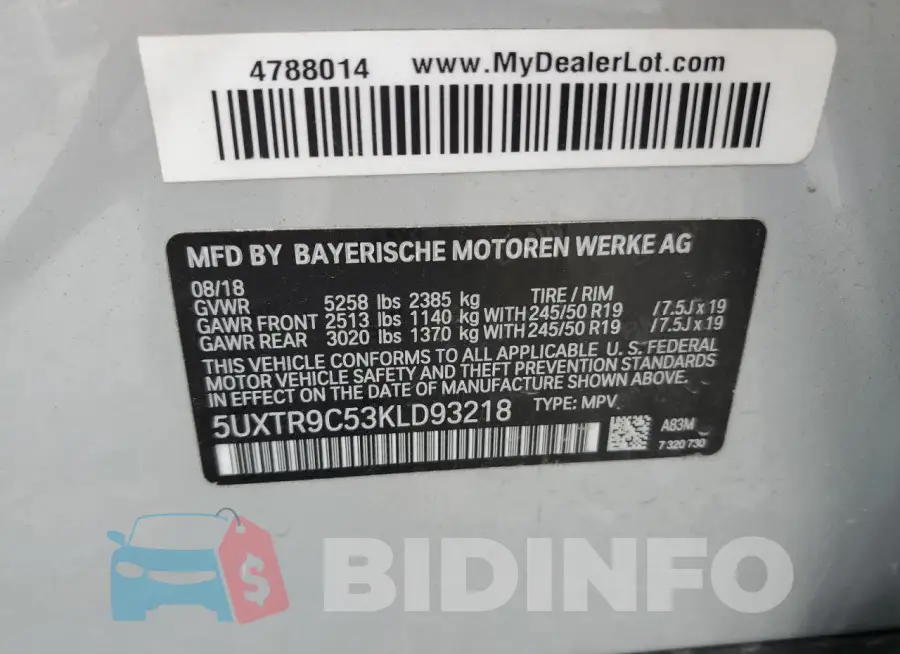 5UXTR9C53KLD93218 Photo# 13