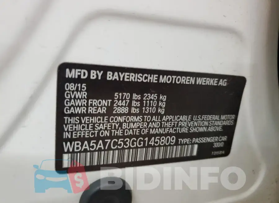 WBA5A7C53GG145809 Photo# 12