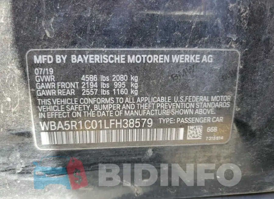WBA5R1C01LFH38579 Photo# 12