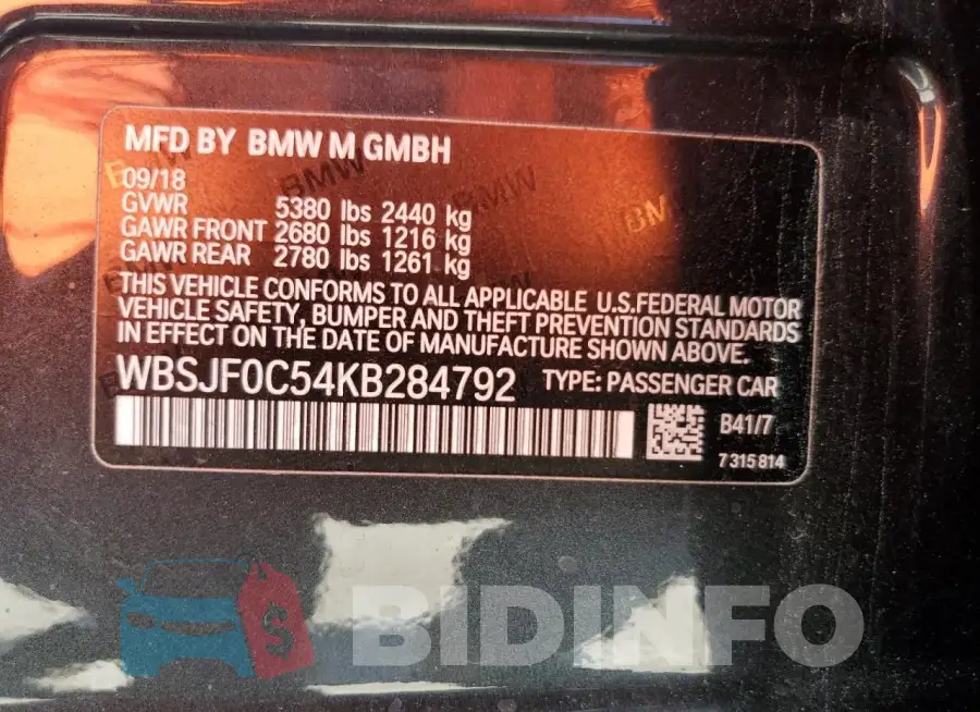 WBSJF0C54KB284792 Photo# 13