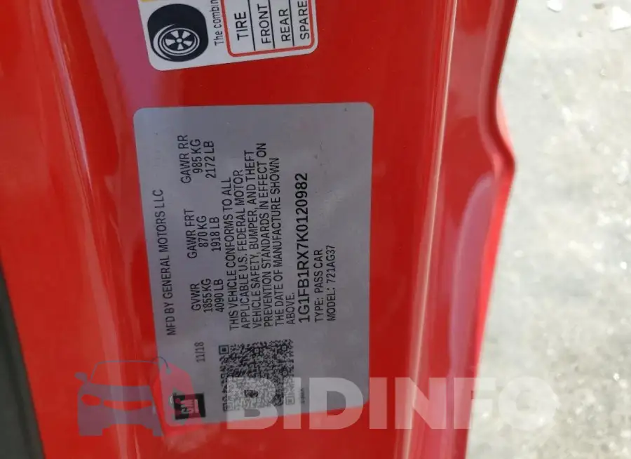 1G1FB1RX7K0120982 Photo# 12